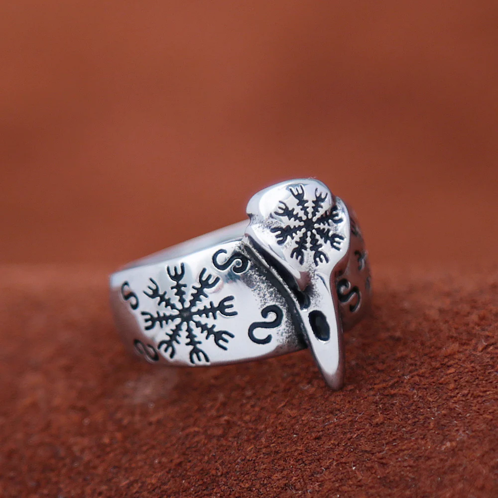 Мужское кольцо с вороном и черепом мужское из нержавеющей стали 316L винтажный