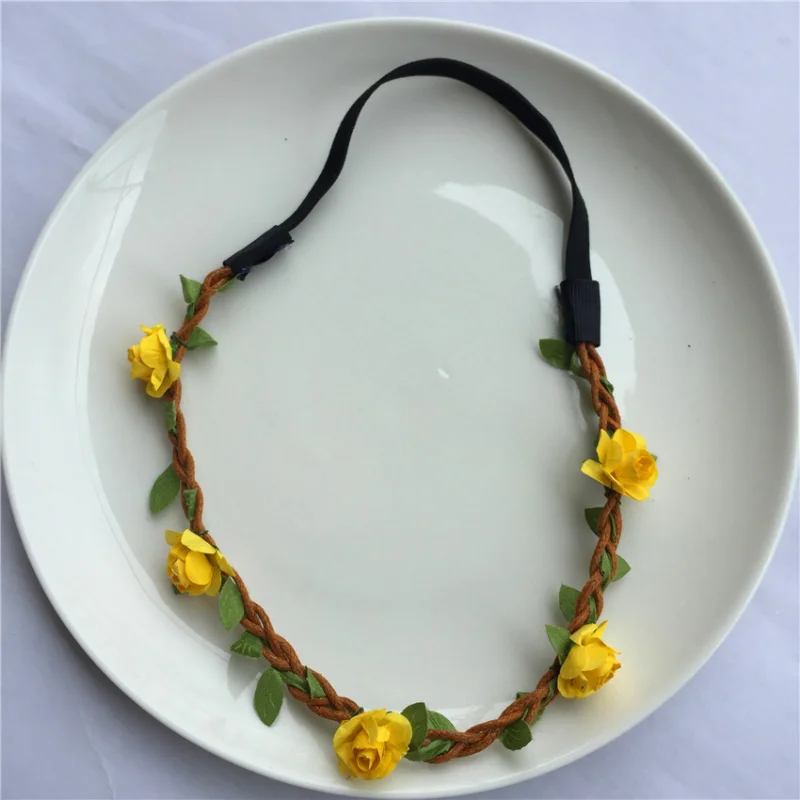 Women's Seaside Holiday Plum Blossom Flower Elastic Hair Rope Headdress Bridal Hair Band Wreath Hair Accessories for Women