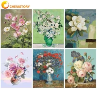 chenistory acrylic painting by numbers original gifts drawing by numbers flowers vases picture paint home decoration adults craf