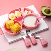 childrens silicone dinner plate set baby complementary food sub grid baby learn to eat training all silicone with suction cup