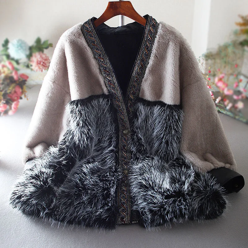 

SuperAen Autumn Winter Style V Neck Design Loose Thin Thickened Ladies' Cardigan Jacket Coat