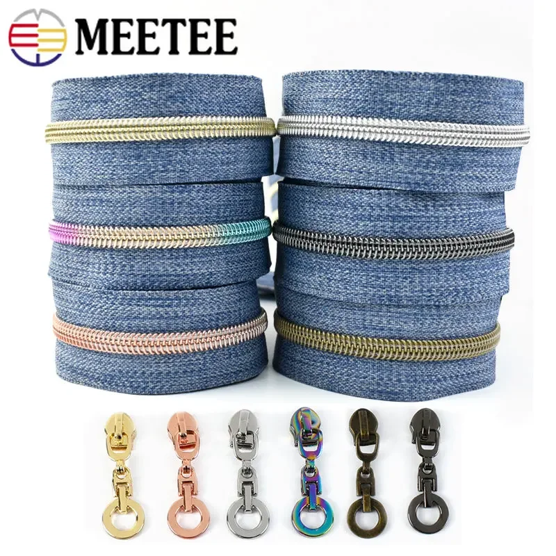 

2/4Meters 5# Nylon Zippers Tapes + Zipper Sliders For Sewing Bags Clothing Pocket Decoration Zips Reapirt Kit DIY Accessories