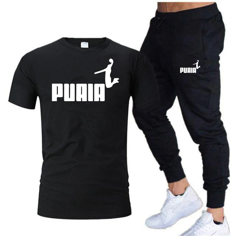 

Summer popular men's T-shirt+shorts set men's sports set brand logo printed casual fashion cotton short sleeved T-shirt set