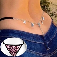 custom name waist chain sexy leopard bikini thong for women personalized fashion crystal letter chain body jewelry party gift