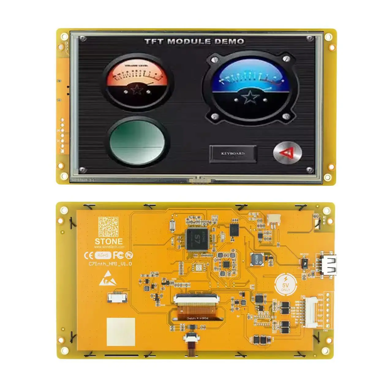 Stone 7 Inch Intelligence  HMI LCD TO Touch Screen Modules TFT Display for Industrial Use with the GUI Design Software