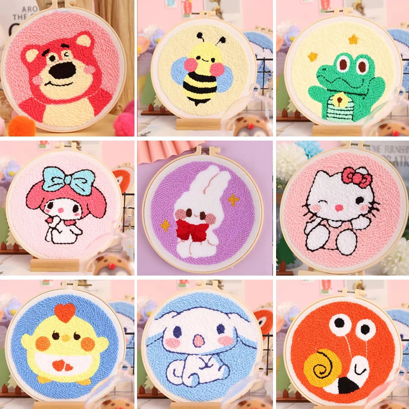 

Handmade Kids Cartoon Animal Poke Crochet Punch Kit Wool Yarn Embroidery Material Kit For Women Beginner DIY Gift Wholesales