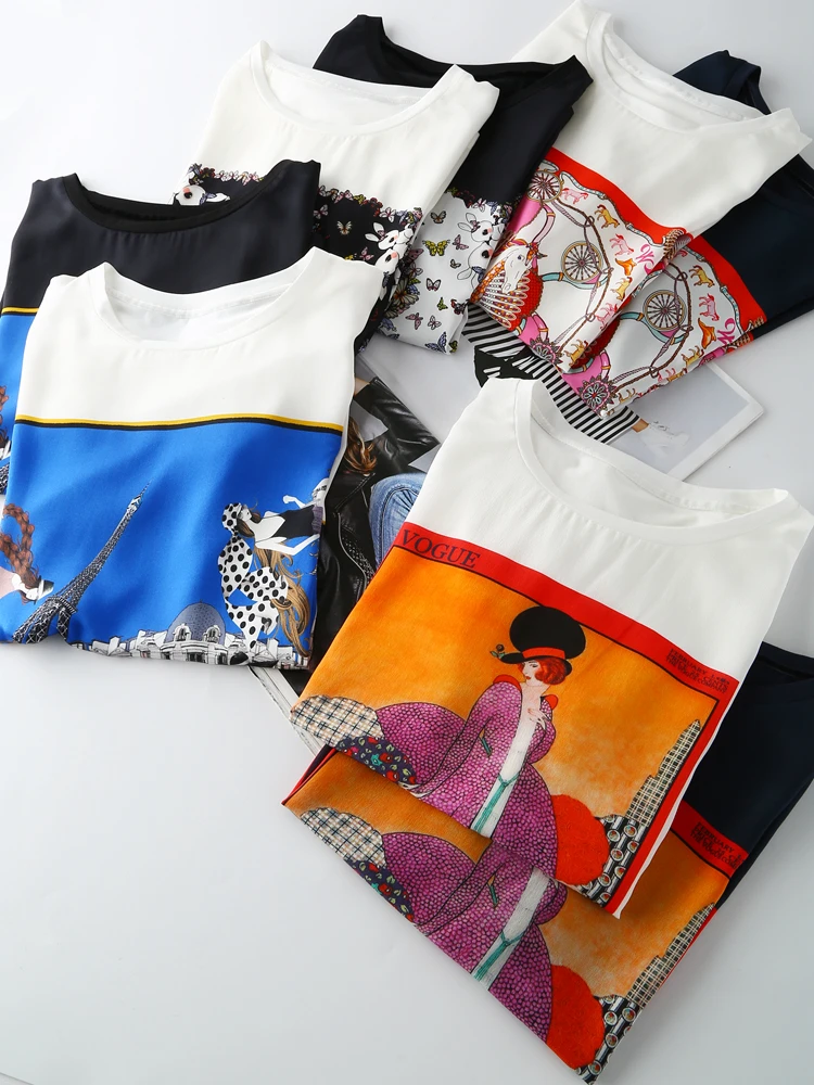 

New Light printing restoring ancient ways 16 m 80 mercerized cotton silk joining together 20 female T shirt