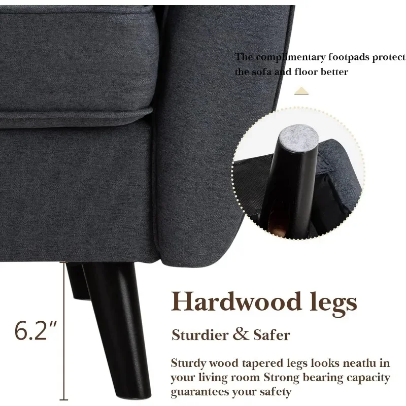 Диван Тканевый Shintenchi 63 дюйма для гостиной Глубокое Сиденье с низкой спинкой 4