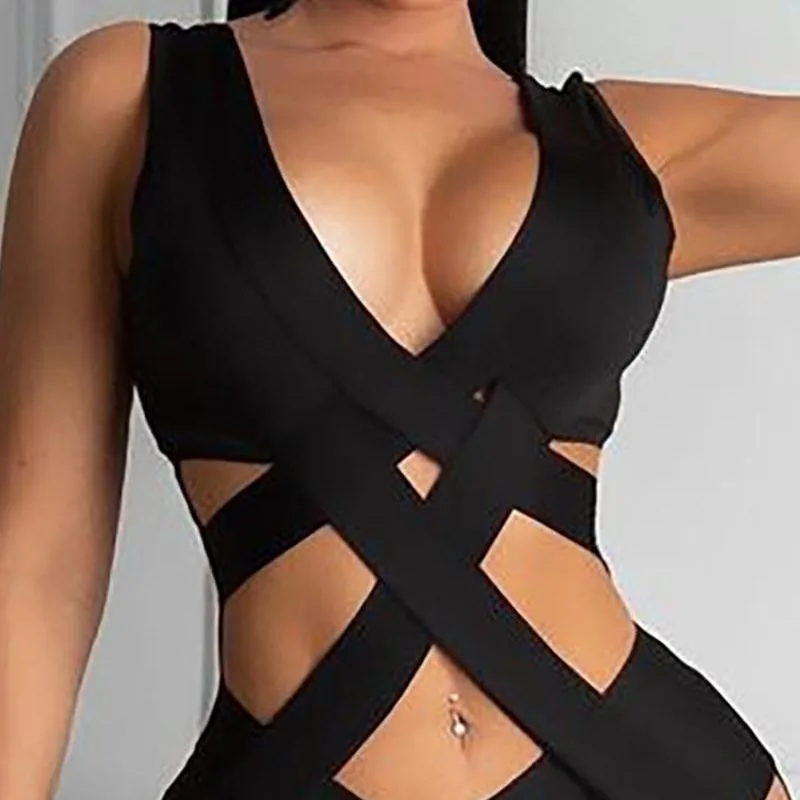 

Платье ажурное модное черное облегающее платье без рукавов с завышенной талией для ночного клуба пикантное платье на бретелях короткое черное платье на бедрах