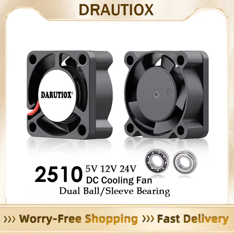Фото Darutiox DC 5 В 12 В 24 В 25x25x10 мм Вентилятор охлаждения видеокарты 2510 25 мм втулка/двух шариковый бесщеточный 3D-принтер часть радиатора №1