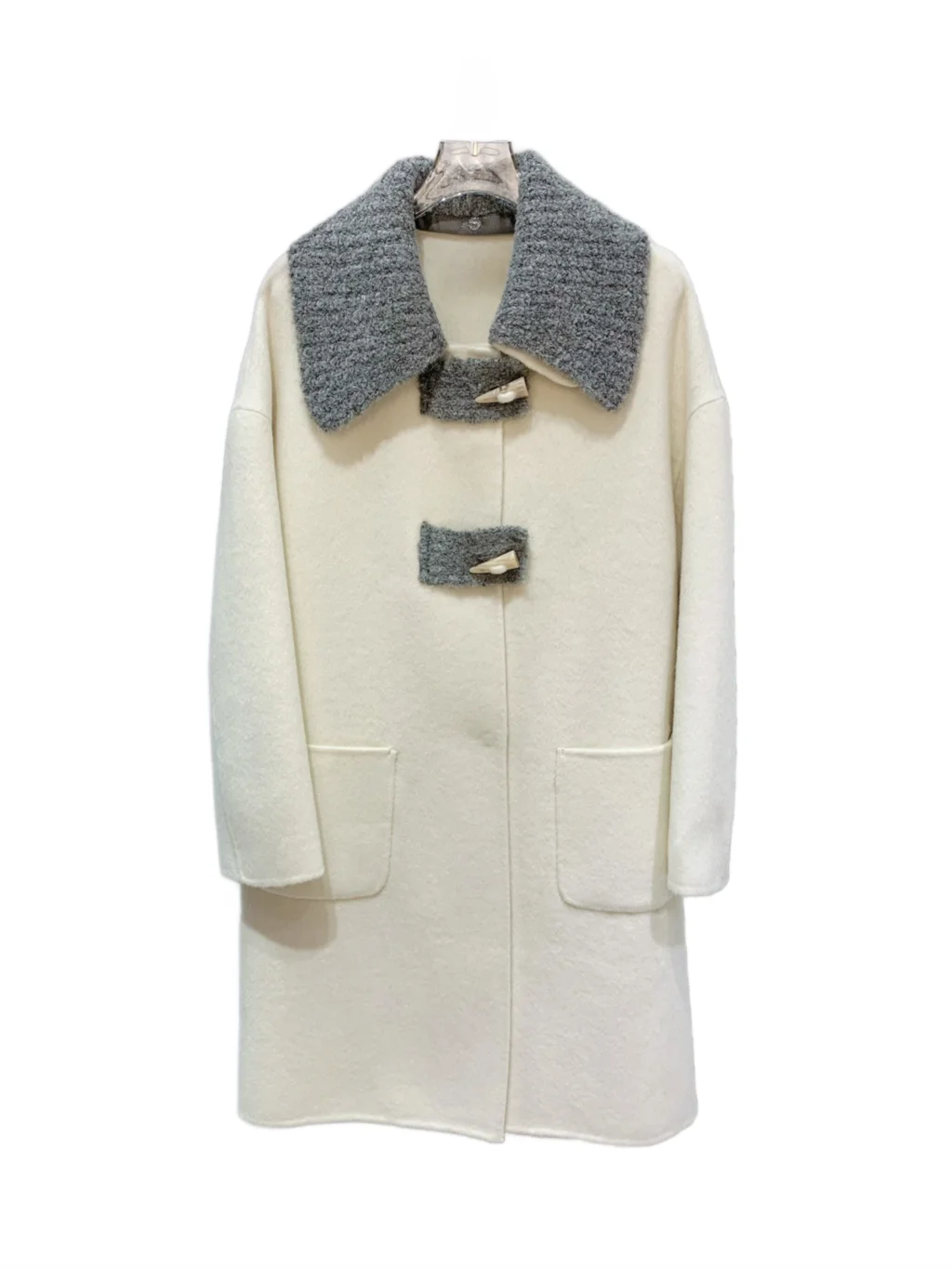 

Woolen coat coat lapel long slim-fit version solid color single-breasted double pocket design comfortable and warm 2023 winter