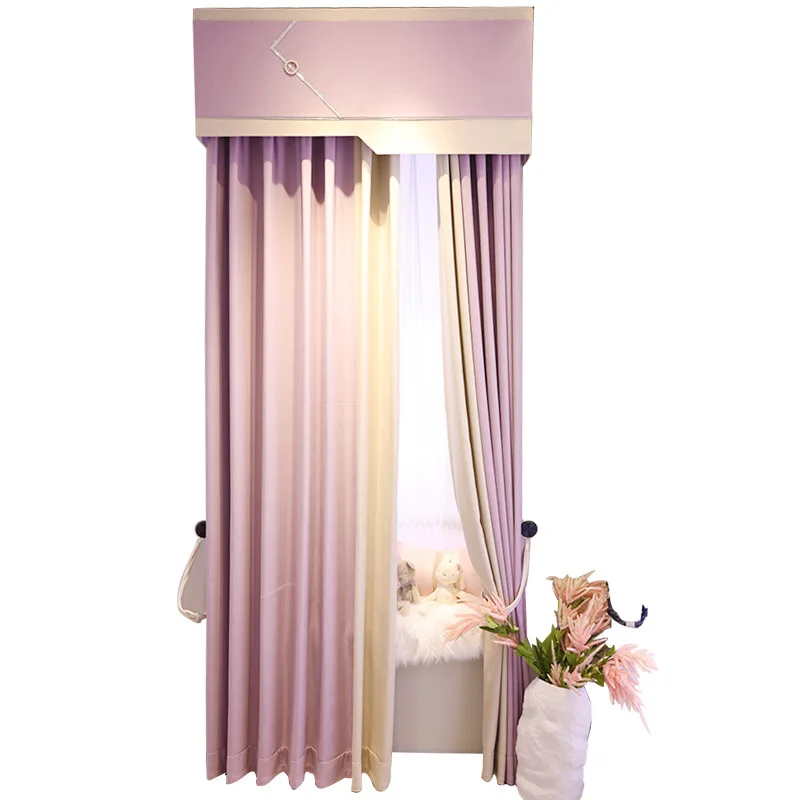 Modern Curtains for Living Dining Room Bedroom Simple Thick Solid Color Stitching Girls Shade Pink French Window | Дом и сад