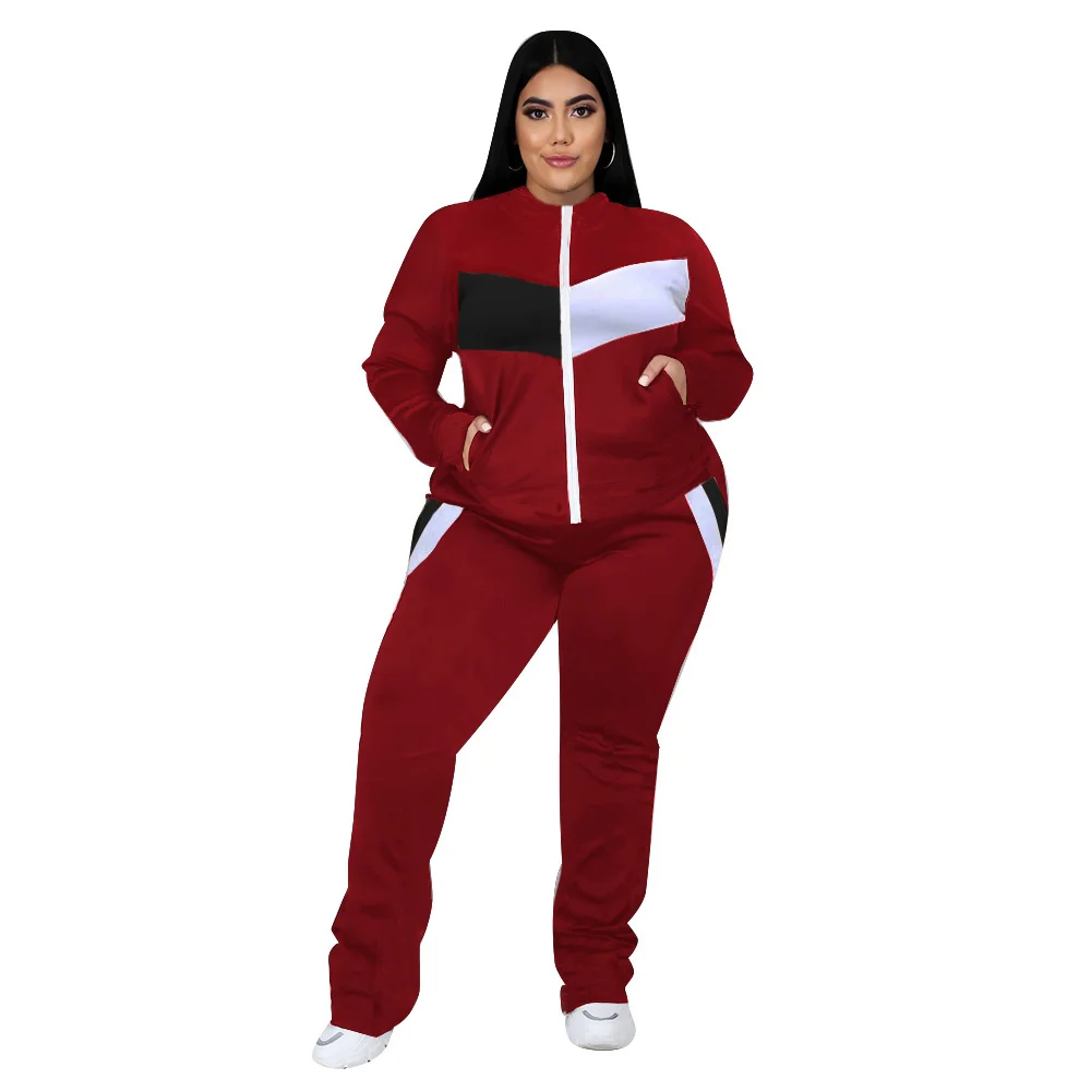 

Plus Size Wholesale Fall 3xl 2021 4xl 5xl Women Clothing 2 Two Piece Set Ladies Sport Trendy Coat and Pant Suit Female Sportwear