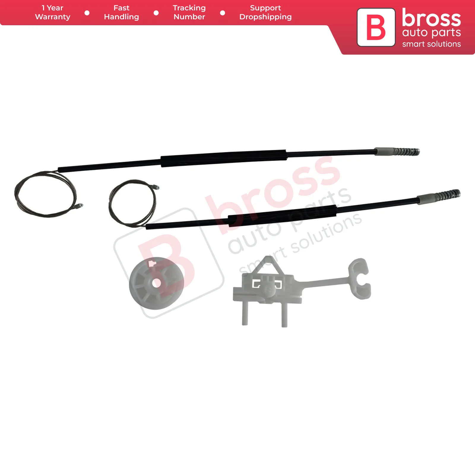 

Bross Auto Parts BWR5292 Power Window Regulator Repair Set Rear Right Door 51898678 for Fiat Linea. Fast Shipment Made in Turkey