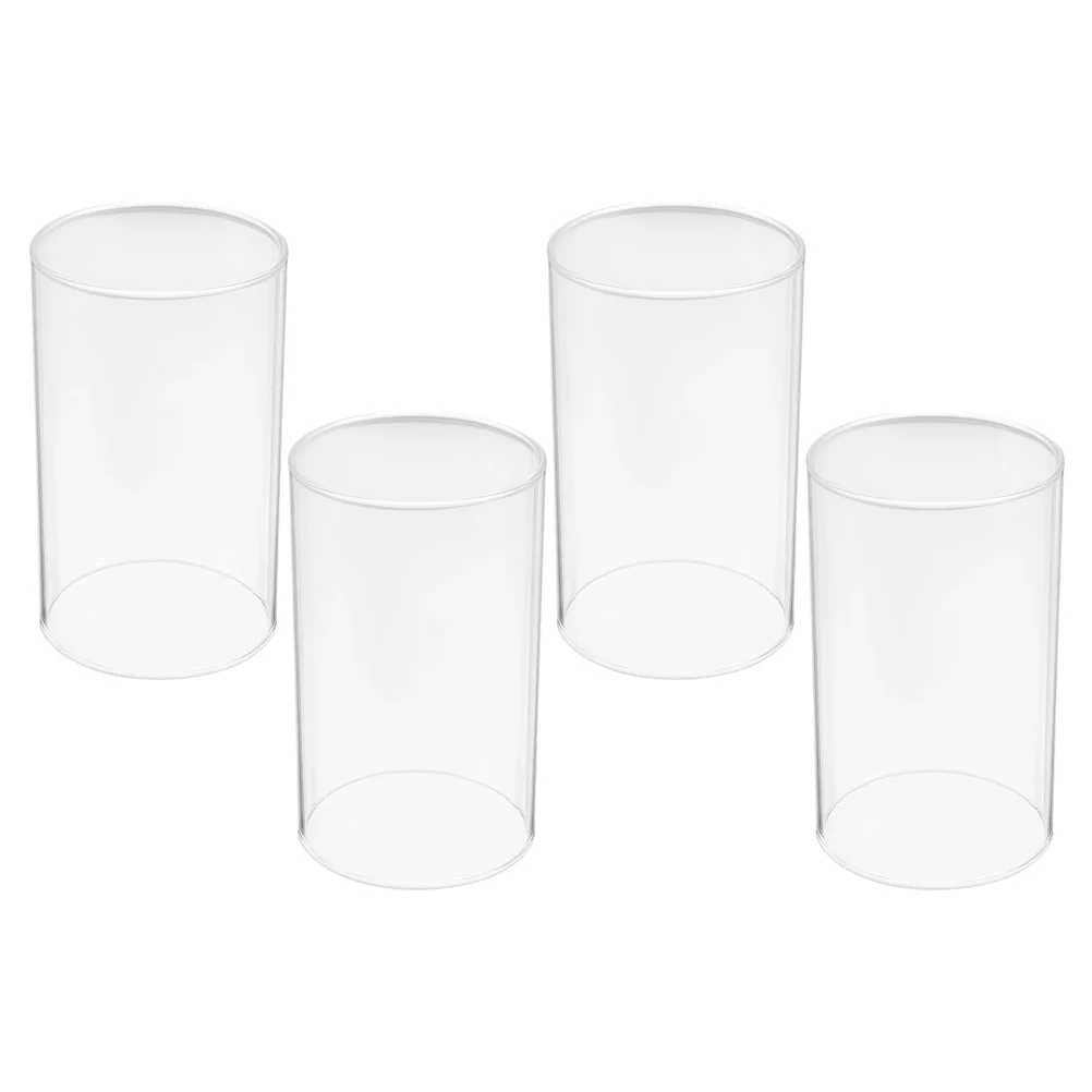 

4Pcs Simple Style Glass Candle Shades Transparent Candle Cup Glass Craft Covers