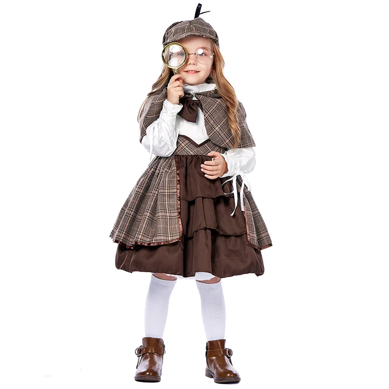 

Girls Detective Cosplay Costumes Lolita British College Style Girl Detective Dress Uniforms Girls Party Costumes