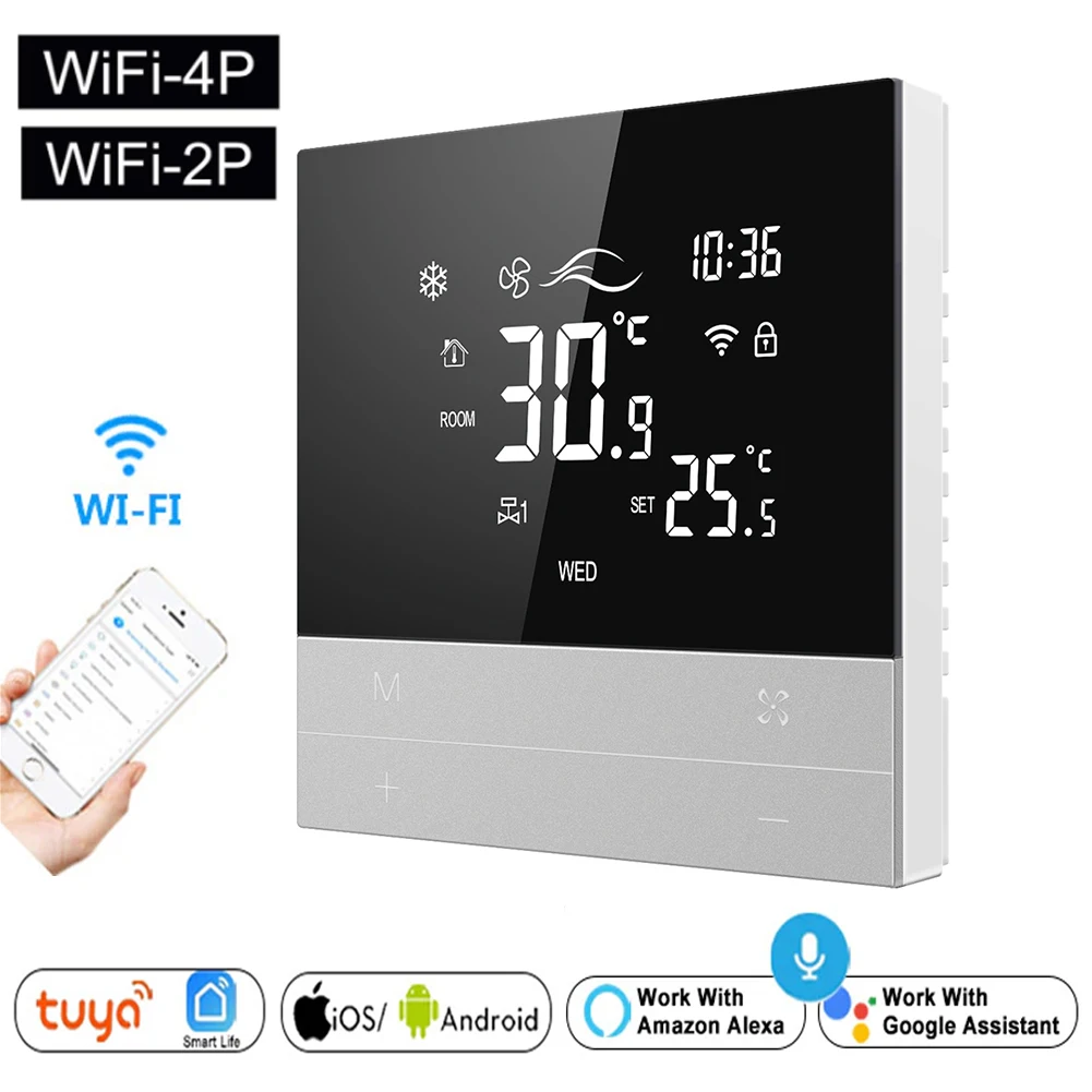 

Tuya Wifi Smart Thermostat LCD Temperature Controller Plate Water Electric Warm Floor Heating Air Conditioner Alex APP Control