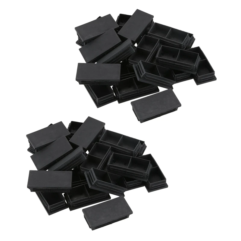

40 Pcs Black Plastic Rectangular Blanking End Caps Inserts 20Mm X 40Mm