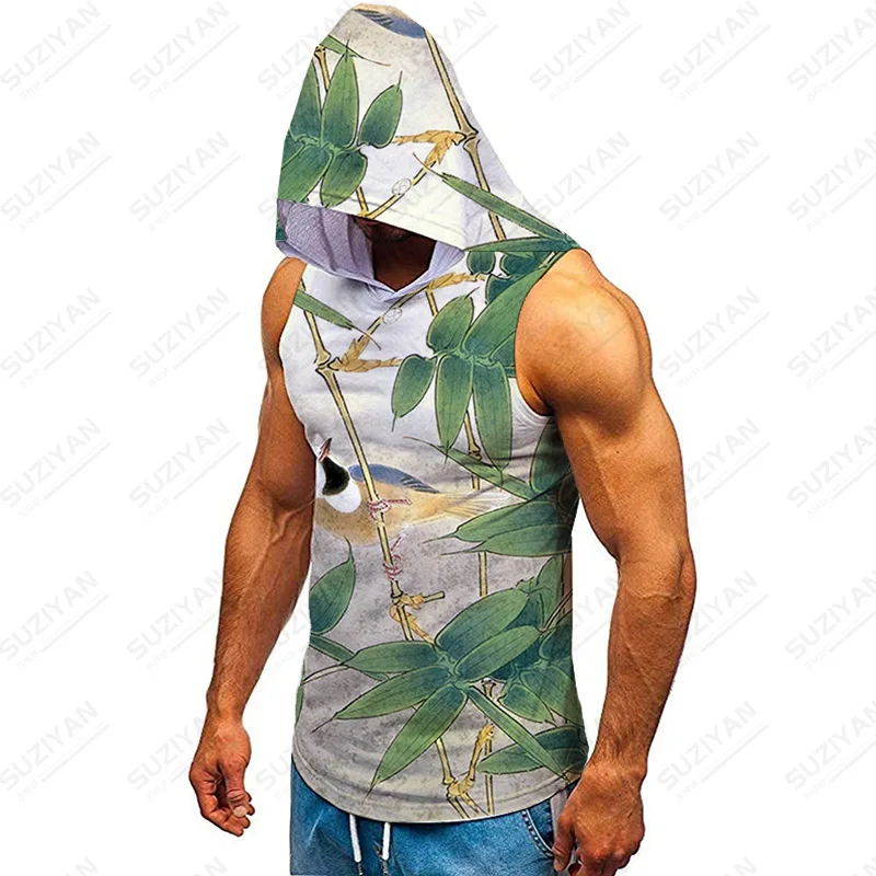 

Майка мужская с принтом растений, модная майка с принтом, винтажная одежда, большие размеры, лето