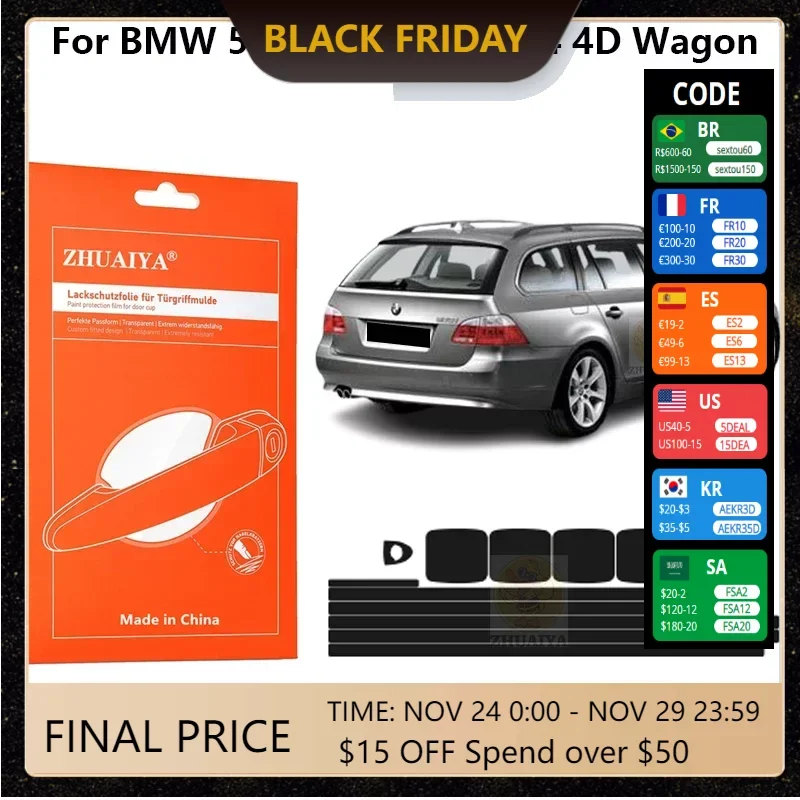 

Защитная пленка ZHUAIYA для красок дверной ручки, ТПУ PPF для BMW 5 серии 2007-2004 4D Wagon