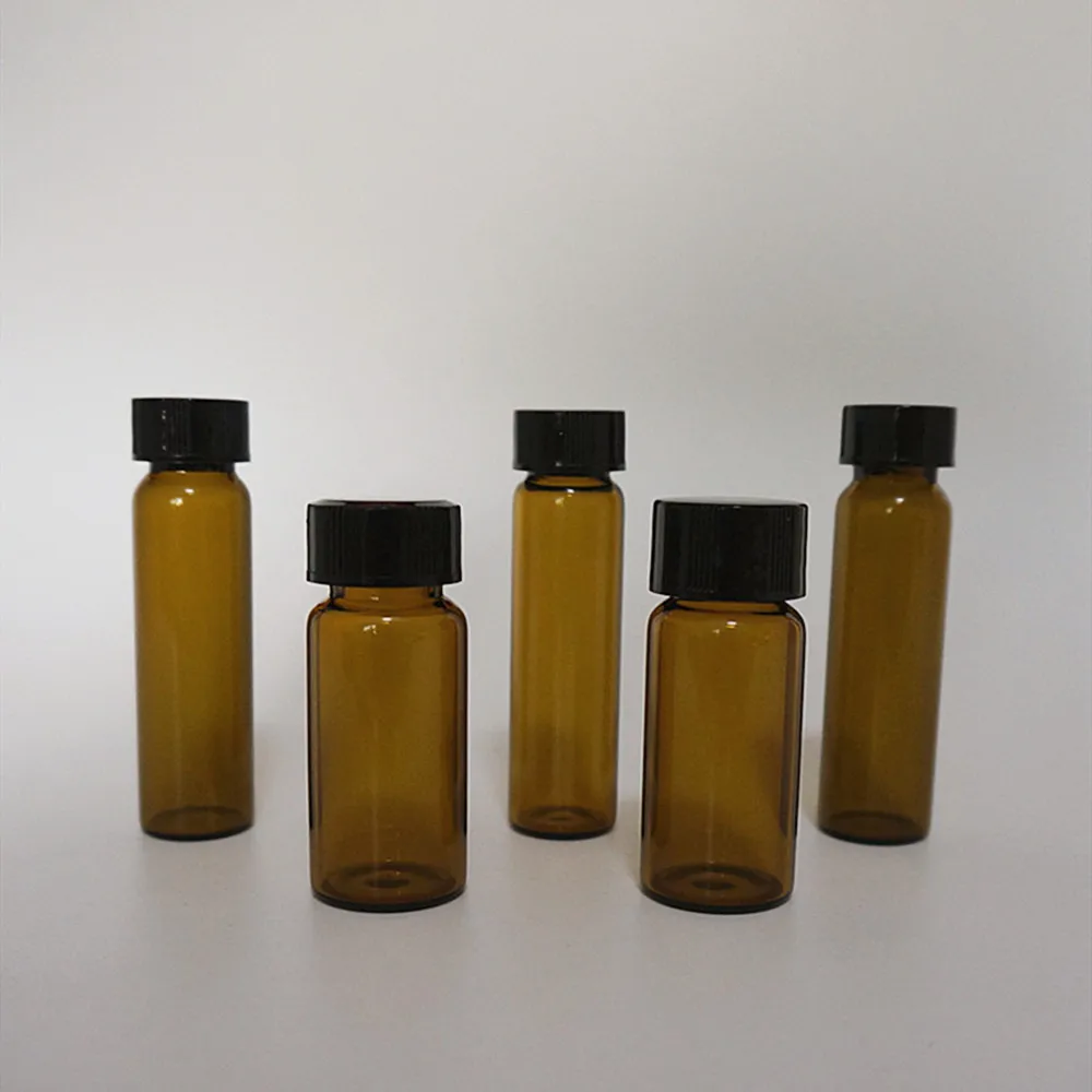 

20pcs/pack 3ml 5ml 10ml 15ml 30ml 40ml 50ml brown Glass Seal Bottle Reagent Sample Vials With Plastic Lid Screw Cap