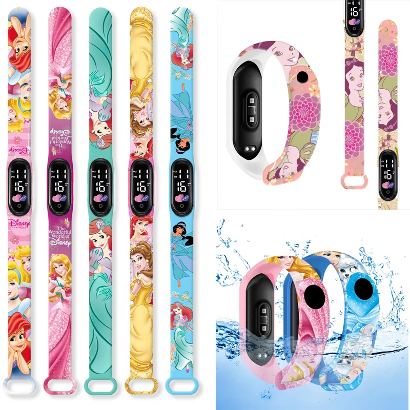 

Disney Princess Kids Digital Watch Cartoon Action Figure Snow White LED Touch Waterproof Electronic Watch Toys for Children