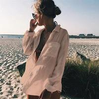 8 colors beach blouse bikini sun protection tunic bikini cover ups sexy summer beach wear swim suit cover up causal women tops