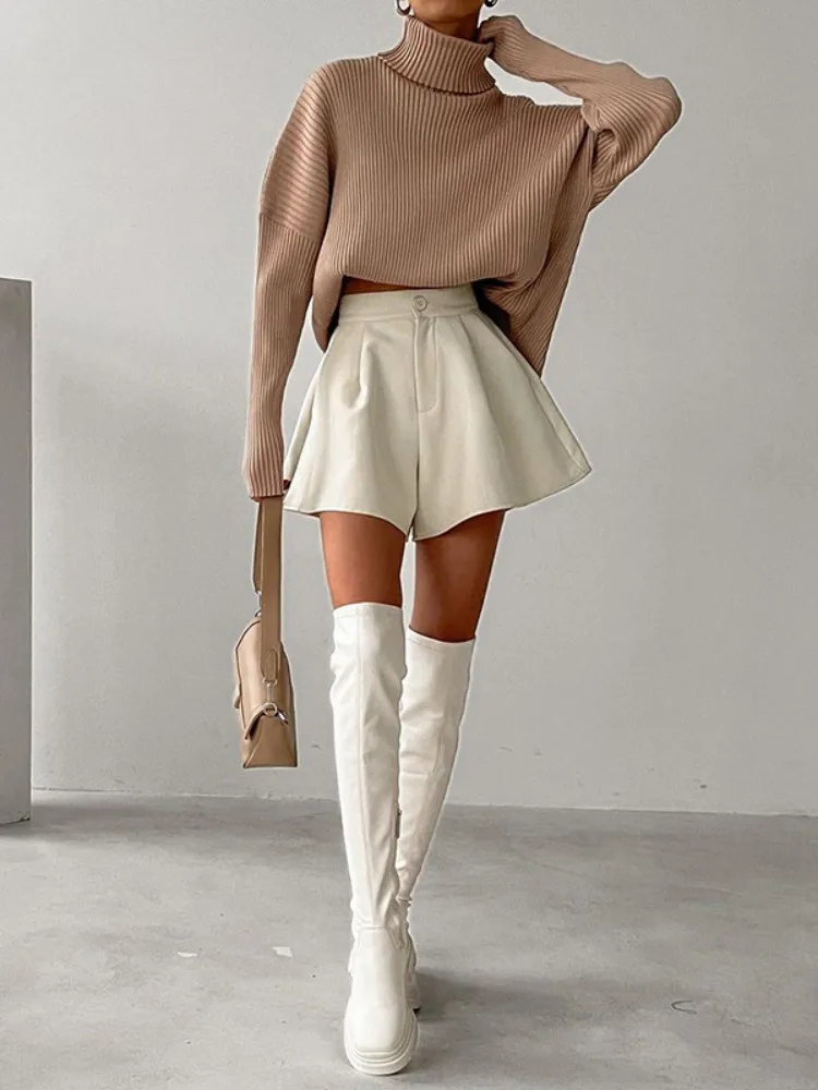 Button High Waist Pants Pockets Wave Cut Short Pants Women Casual Loose Aesthetic Clothing Streetwear Pantalones Cortos De Mujer