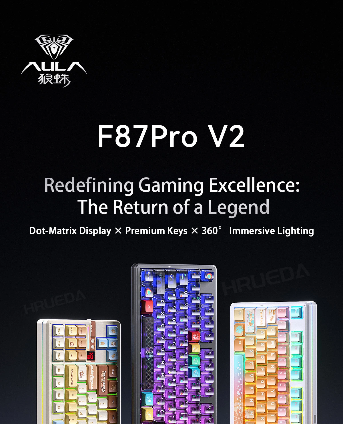 Фото Геймерская клавиатура AULA F87 Pro V2 Беспроводная игровая механическая клавиатура F87Pro V2 Bluetooth 2,4G Проводная RGB с возможностью горячей замены 8K Возврат 12000 мАч №1
