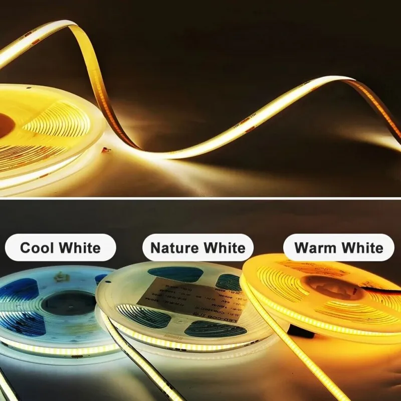 Светодиодная лента COB DC5V 12V 24V Гибкая 320 светодиодов/м Украшение дома Освещение для