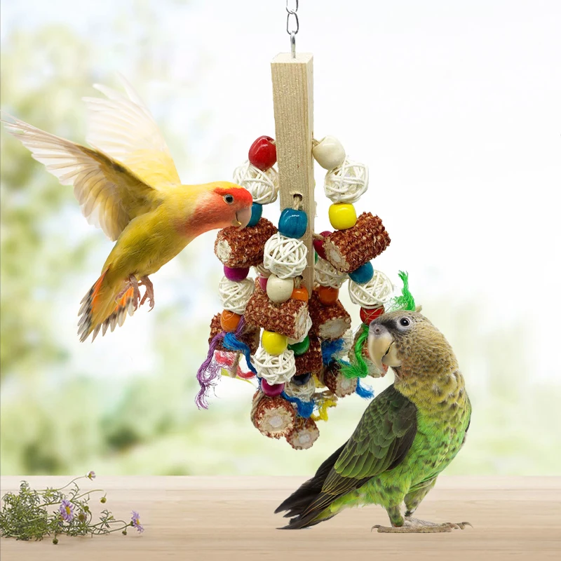 

Игрушка Жевательная большой попугай, естественная Кукуруза с естественными орехами 18X10 дюймов, кукуруза, Cob, игрушка для разрыва птиц, дерев...