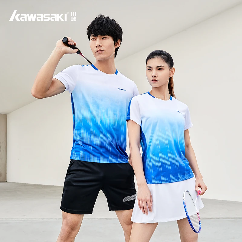 Kawasaki Professional Badminton Clothing Men and Women Couples Tennis T-shirt Short-sleeve V-neck ST-V1912