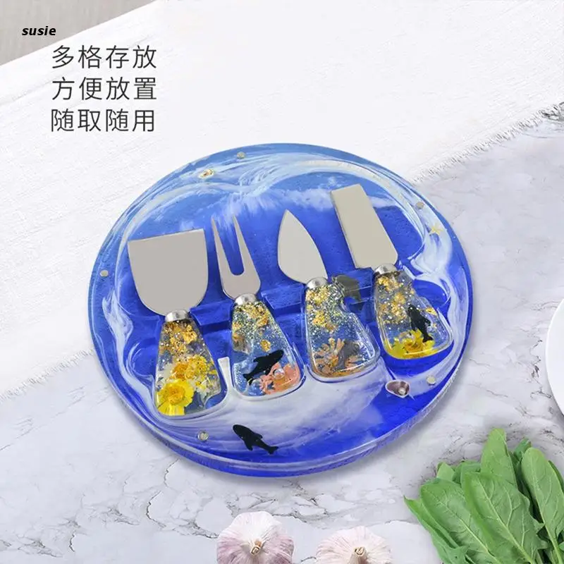 

X7YA Silicone Epoxy Handle Mold for Serving Board Knife Epoxy Resin Mold DIY Craft