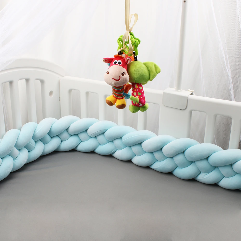 

Детские бамперы для кроватки для мальчиков небесно-голубого цвета с 4 узелками