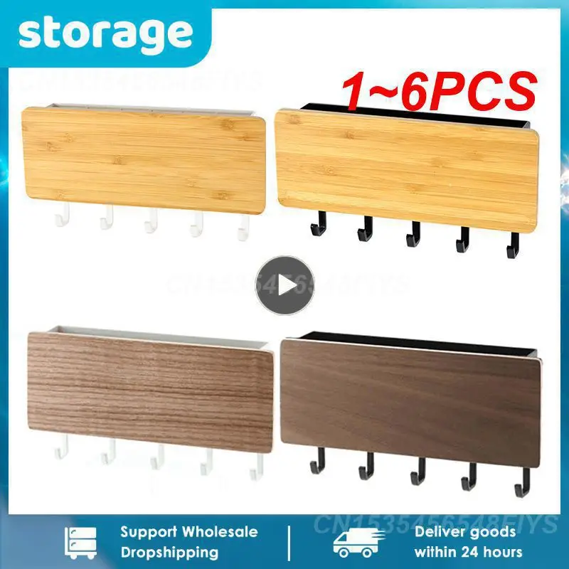 

1-6 шт., деревянная вешалка для хранения ключей