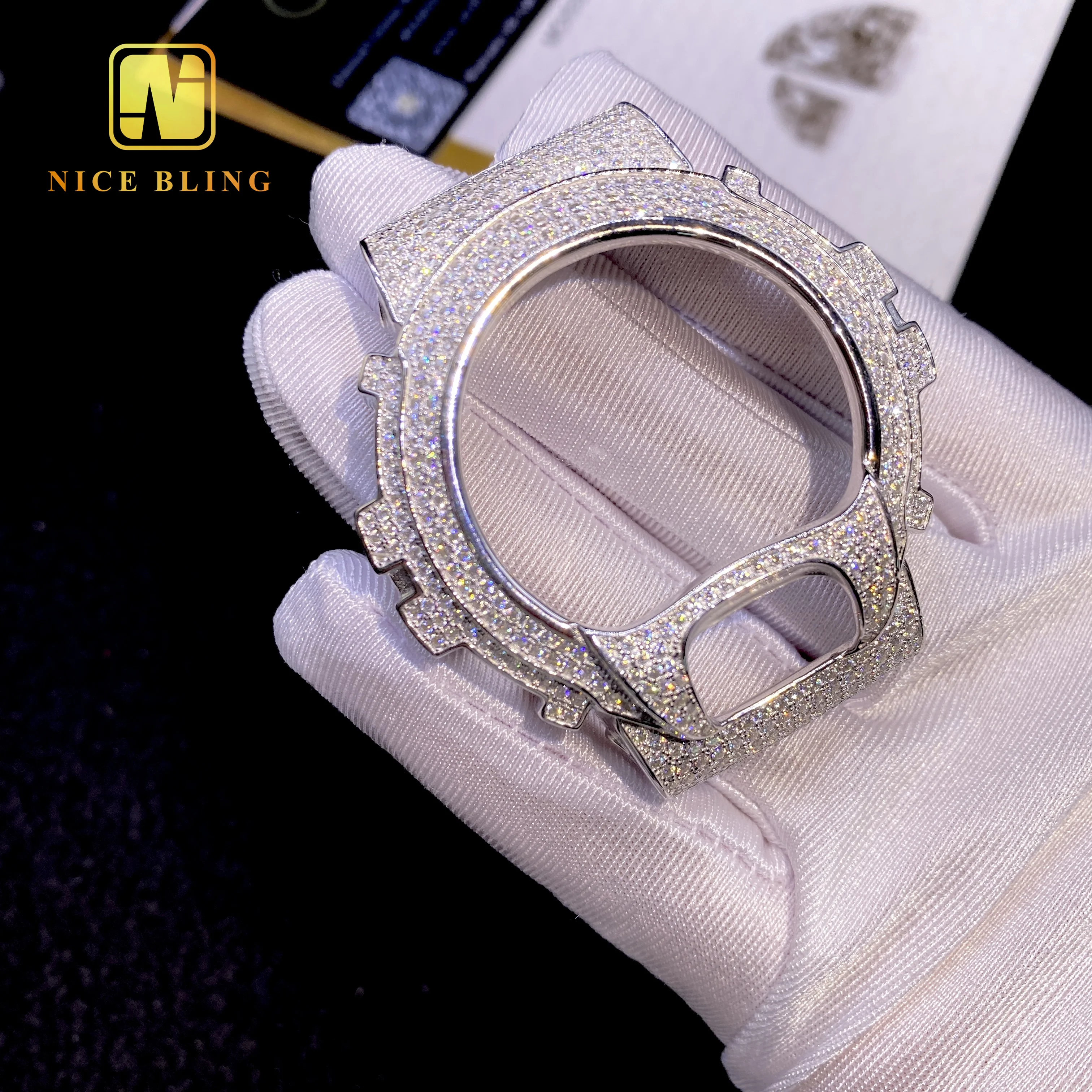 Хип-хоп круглый бриллиант GShock DW6900 VVS D Цвет GRA Pass Тестер бриллиантов Iced Out Безель