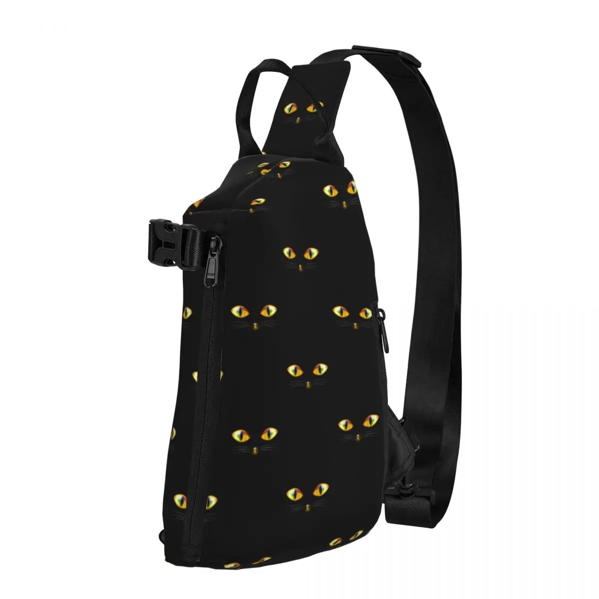 

Cat Eyes Print Chest Bags Male Funny Halloween Print Shoulder Bag Leisure High School Small Bag Travel Workout Sling Bags