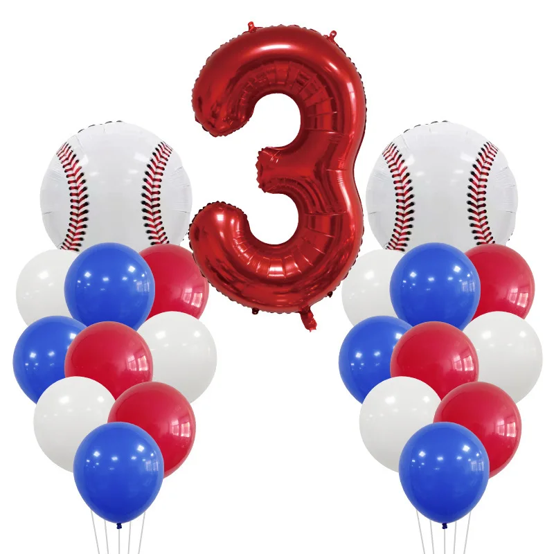 

JOYMEMO Baseball Theme Birthday Party Balloon Set with Red Number Baseball Foil Balloon 1st Birthday Party Decoration Supllies