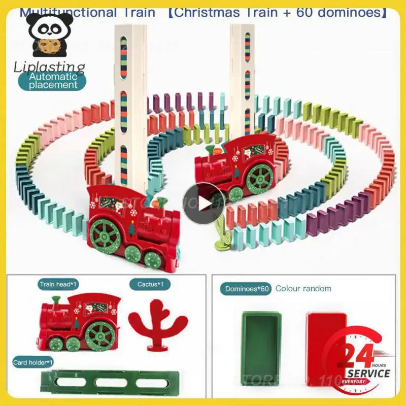 

Children's Domino Electric Christmas Train Automatically Puts Domino Puzzle Multicolor Domino On Children's Birthday Gifts