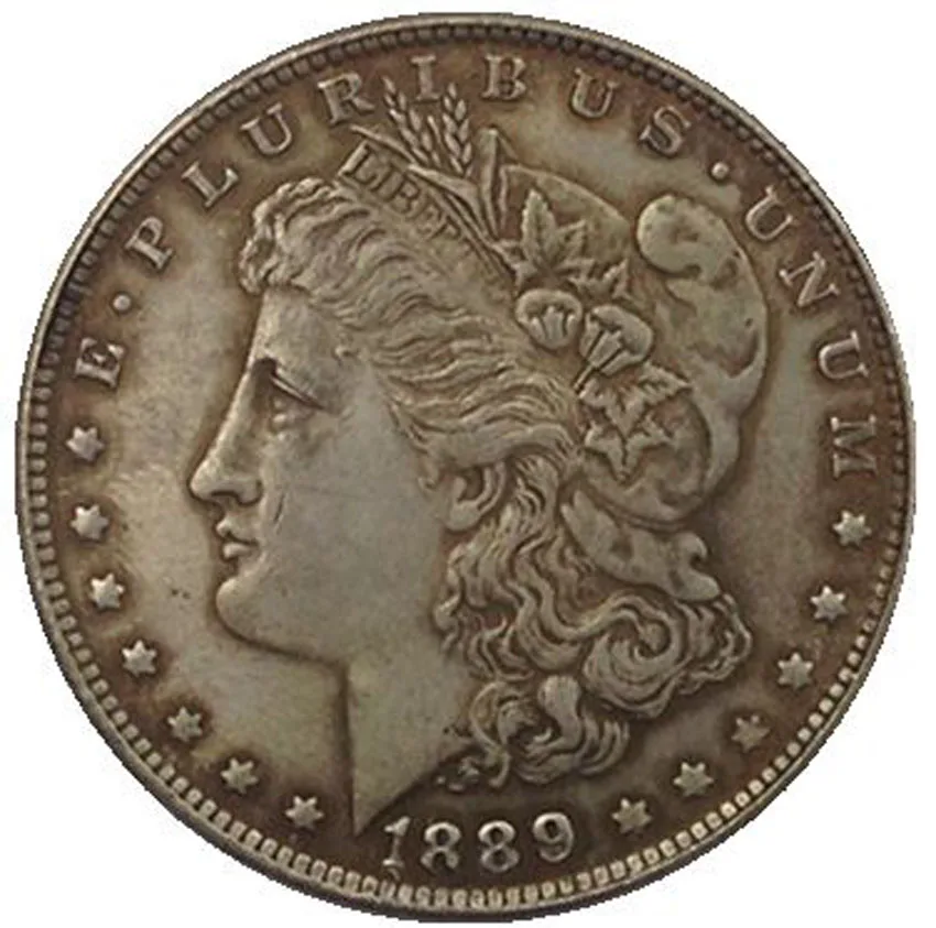 США доллар Моргана 1889CC, латунь с серебряным покрытием, копия монет, реплики декоративных поделок, принимаются индивидуальные элементы