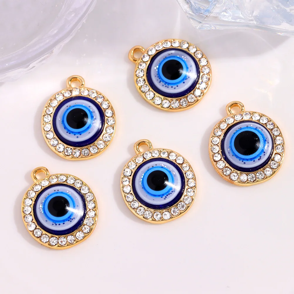 

5Pcs Classic Fashion Evil Eye Crystal Charms DIY Jewelry Pendants For Making Necklace Earring Bracelet Gift Fine Accessories