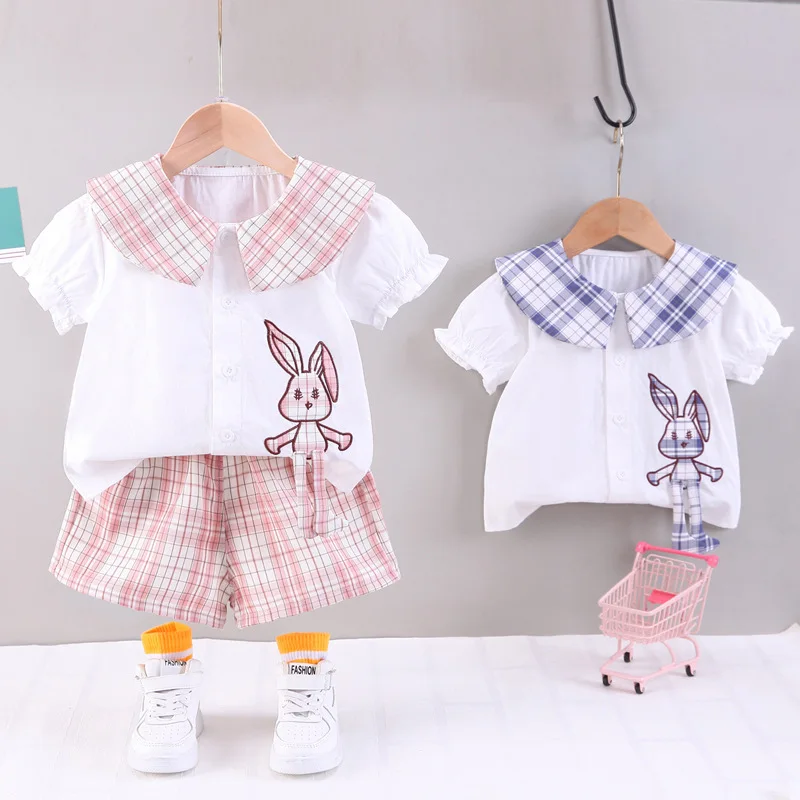 

Милая мультяшная одежда для маленьких девочек, костюм с коротким рукавом для маленьких девочек, летний комплект одежды для девочек, хлопков...