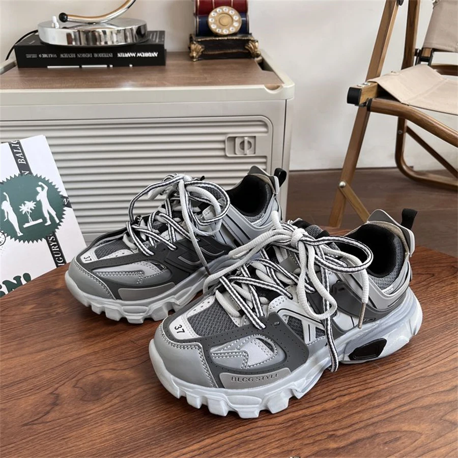 Серые массивные кроссовки женские мужские спортивные Zaptillas Deporte Mujer спортивная