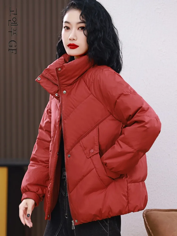 Легкий короткий пуховик для женщин новинка 2024 High Sense большие размеры свободная