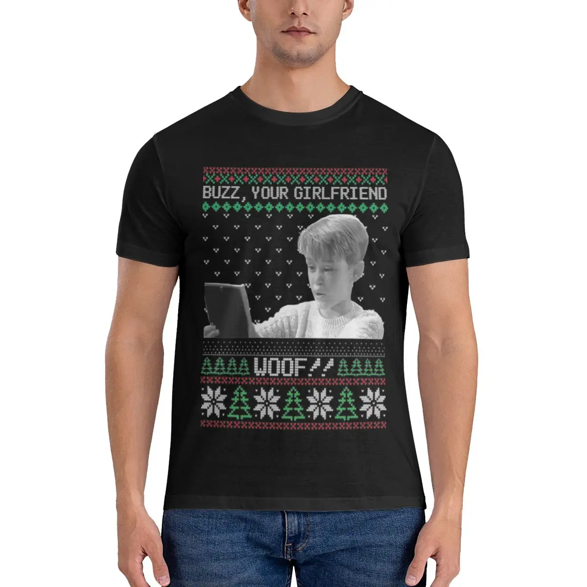 Забавная мужская футболка Buzz Your Girlfriend Woof Ugly Christmas топы с принтом свободного и