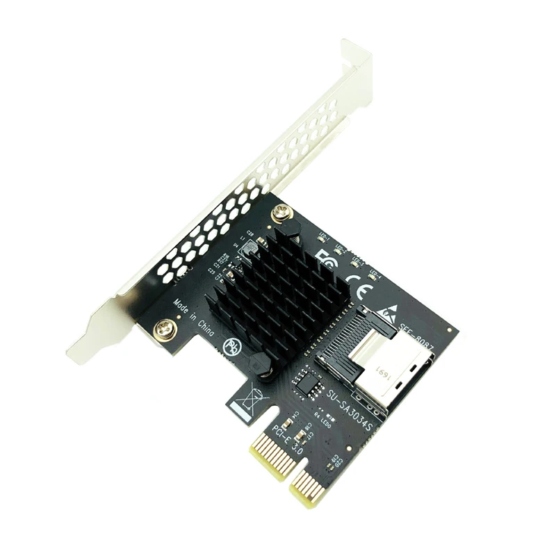 REM.AI Адаптер PCIe PCI-E X1 к Mini SAS 8087 4-портовый SATA 3 6G