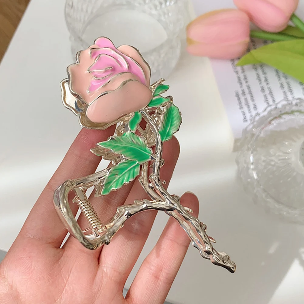 

Rose Flower Hairpin Female Temperament Plate Hair Clip Exquisite Chinese Style Shark Clip New Headwear Hair Accessories