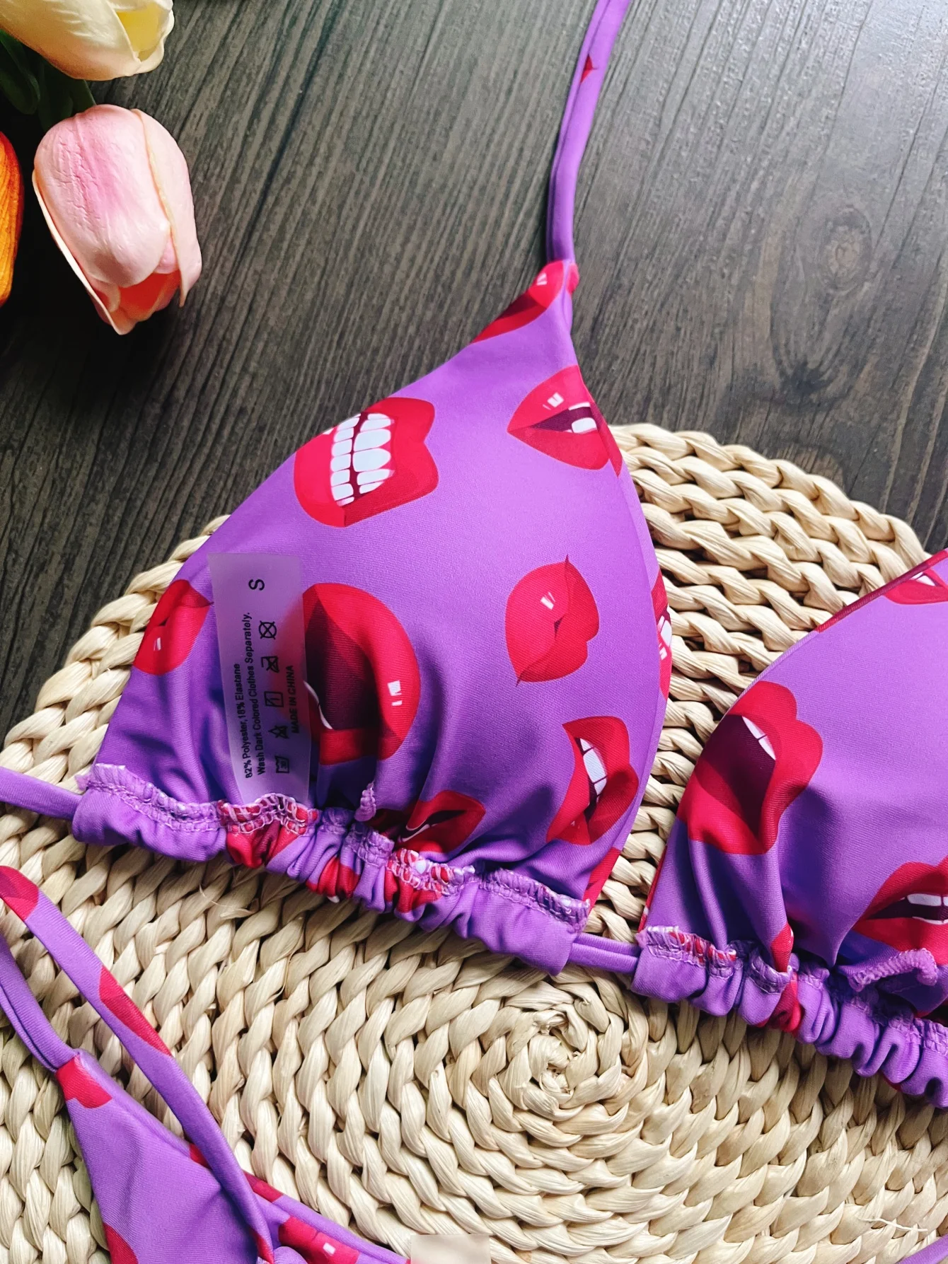 Треугольный комплект бикини купальник с принтом сексуальный женский бандажная