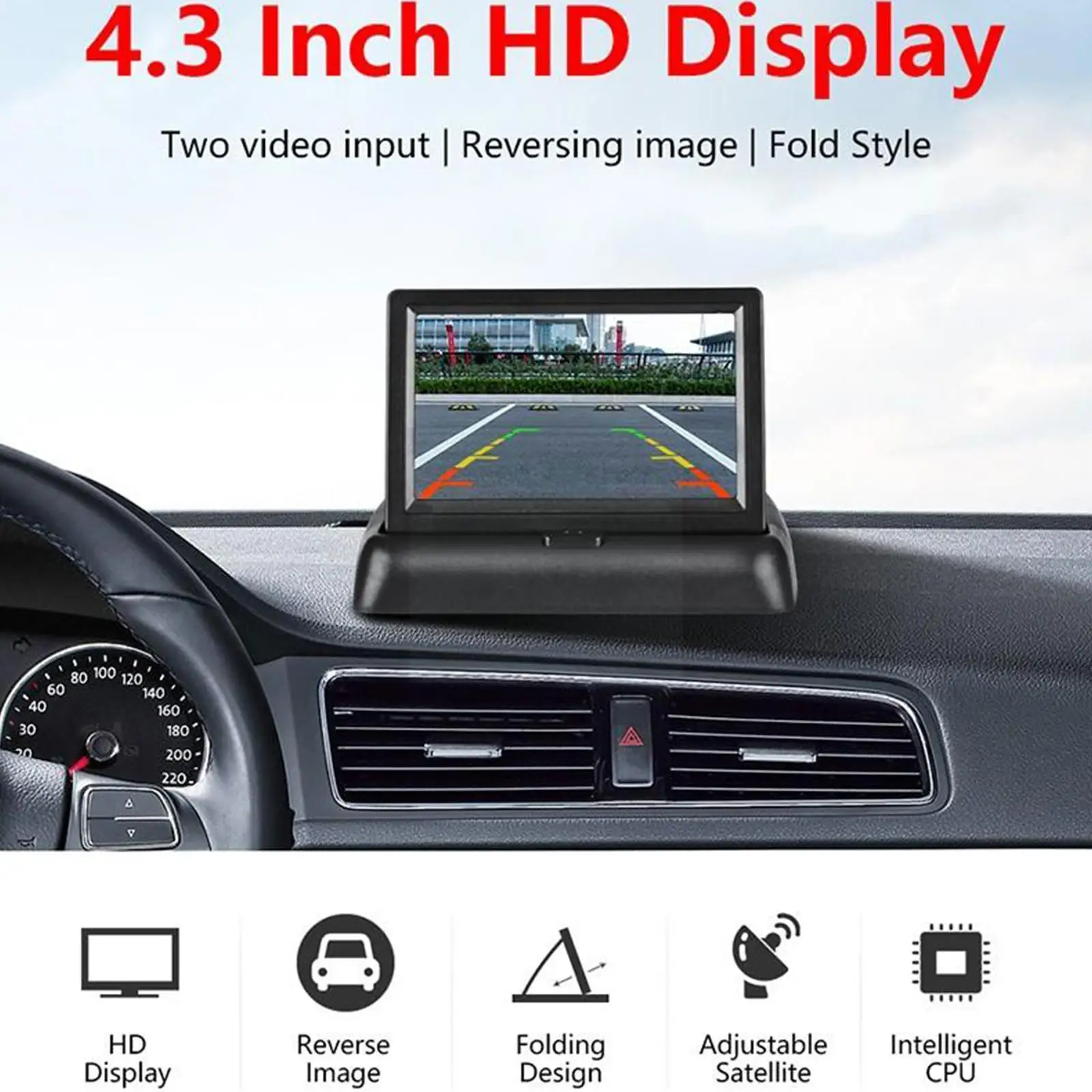 

4.3 Inch TFT LCD Screen Car Monitor Rearview Reverse With Parking Input,Camera Monitor 2-channel Optional Video N6S8