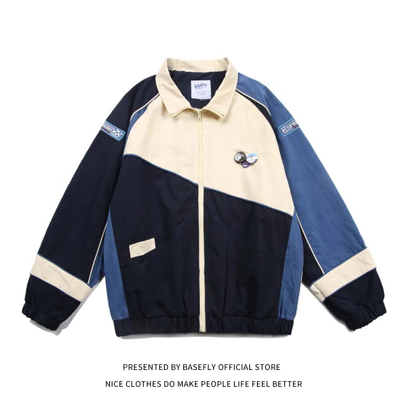 

New Arrival Autumn Patchwork Cotton High Street Denim Jacket Men Baseball Bomber Unisex Women Boyfriend Style Varsity Coat Chic